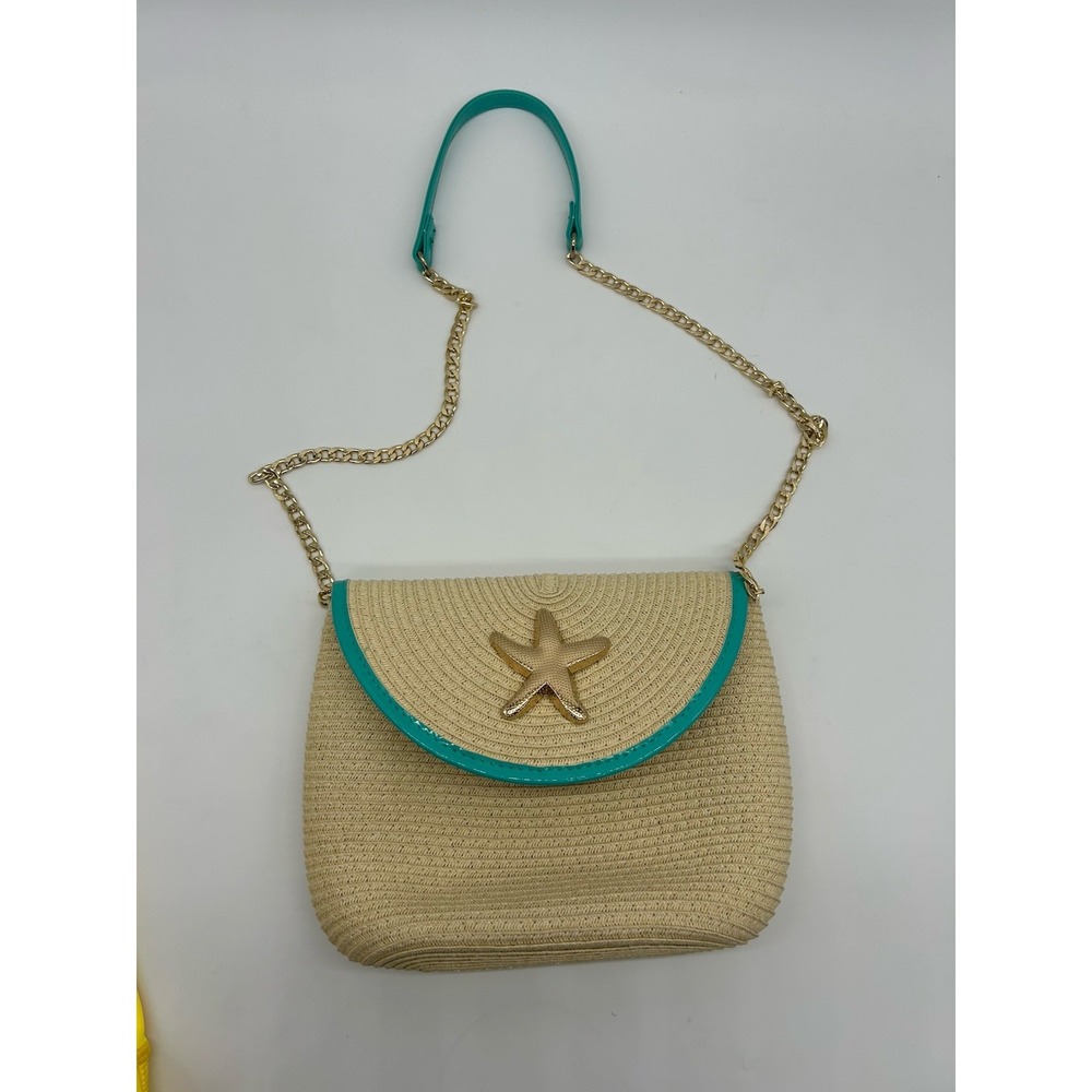 Woven‎ Straw Crossbody Bag Purse Coastal Beachy Boho Starfish